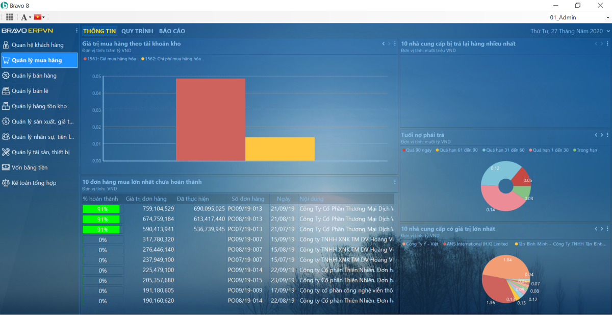 Quản lý mua hàng trên Bravo 8
